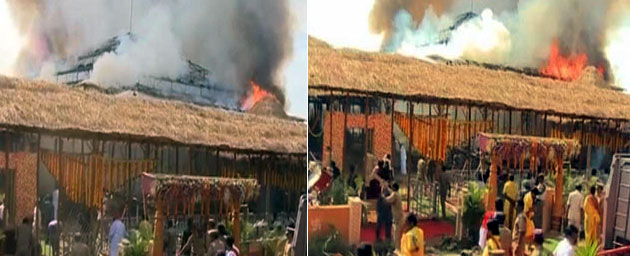 fire breaks out Ayutha chandi yagna
